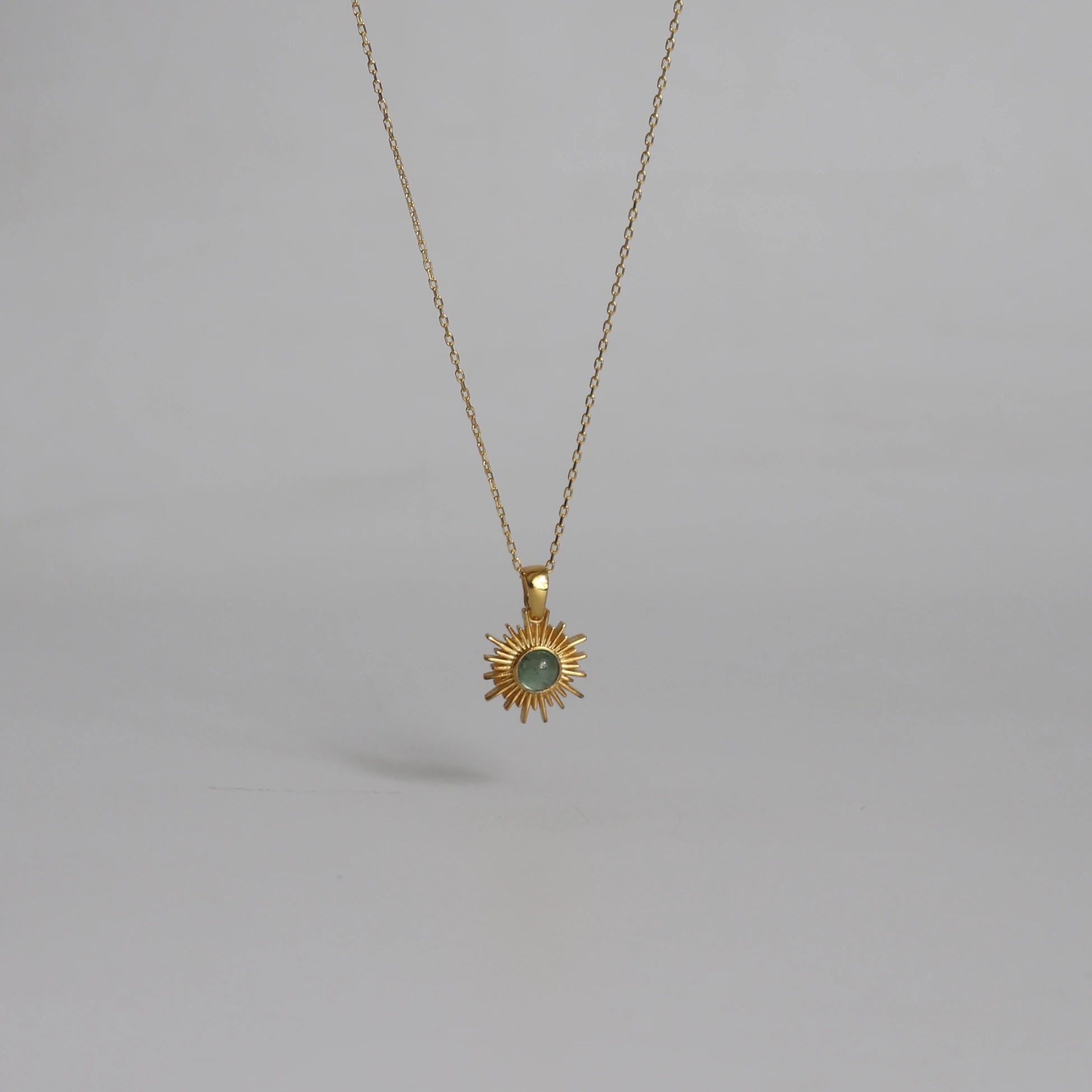 925 Ayar Gümüş Doğal Taş Güneş Kolye