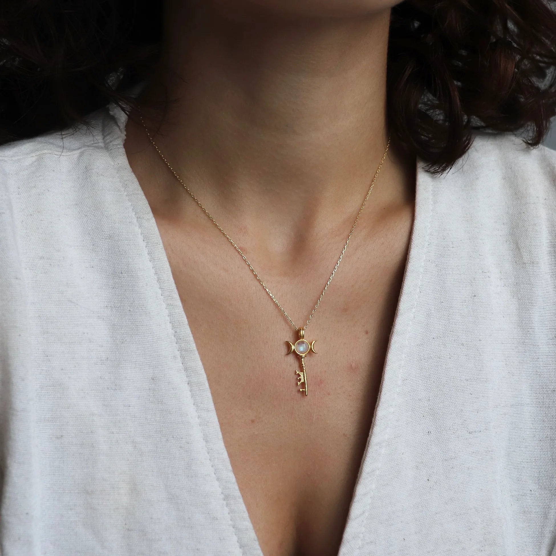 925 Ayar Gümüş Luna Ay Taşı Kolye