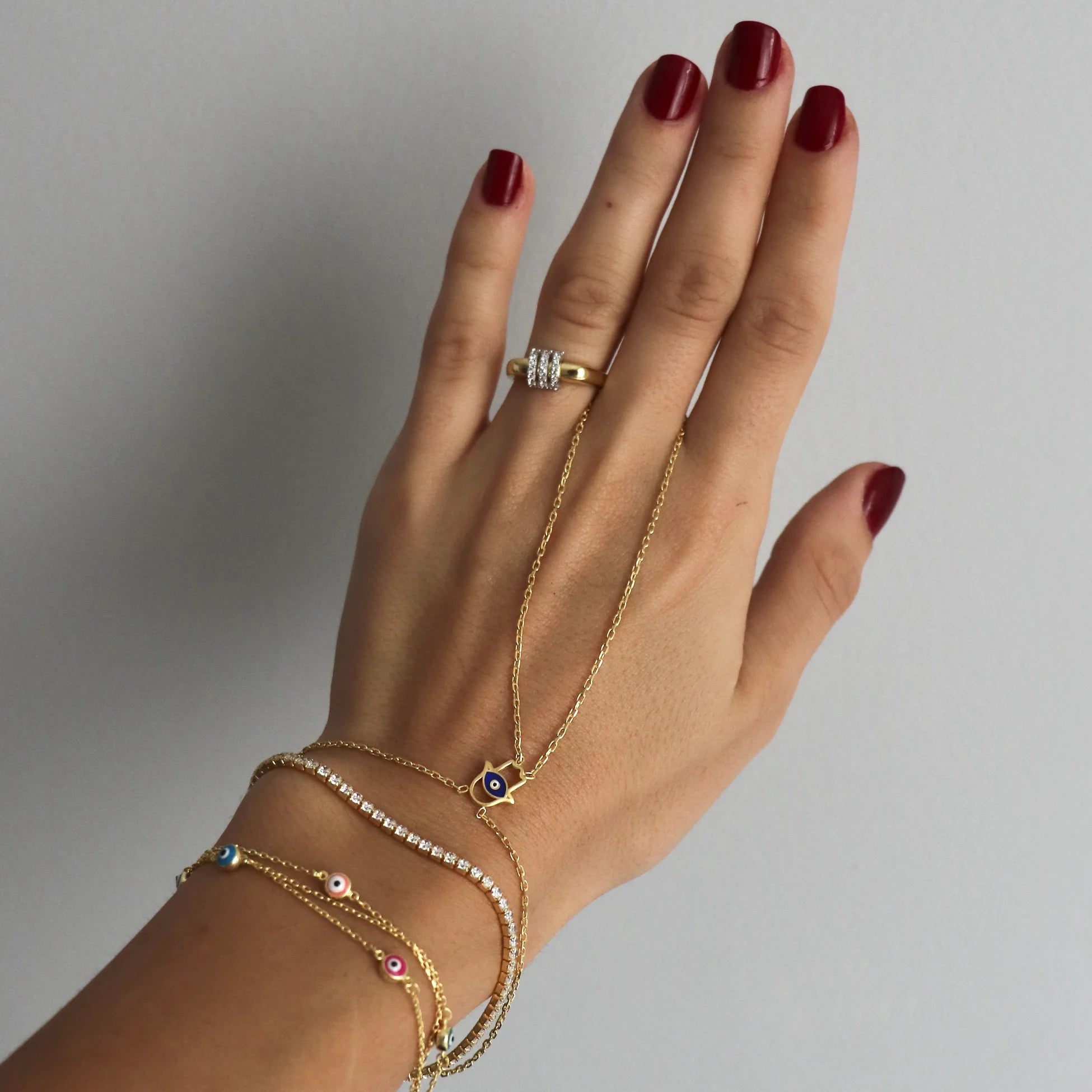 925 Ayar Gümüş Mineli Hamsa Şahmeran