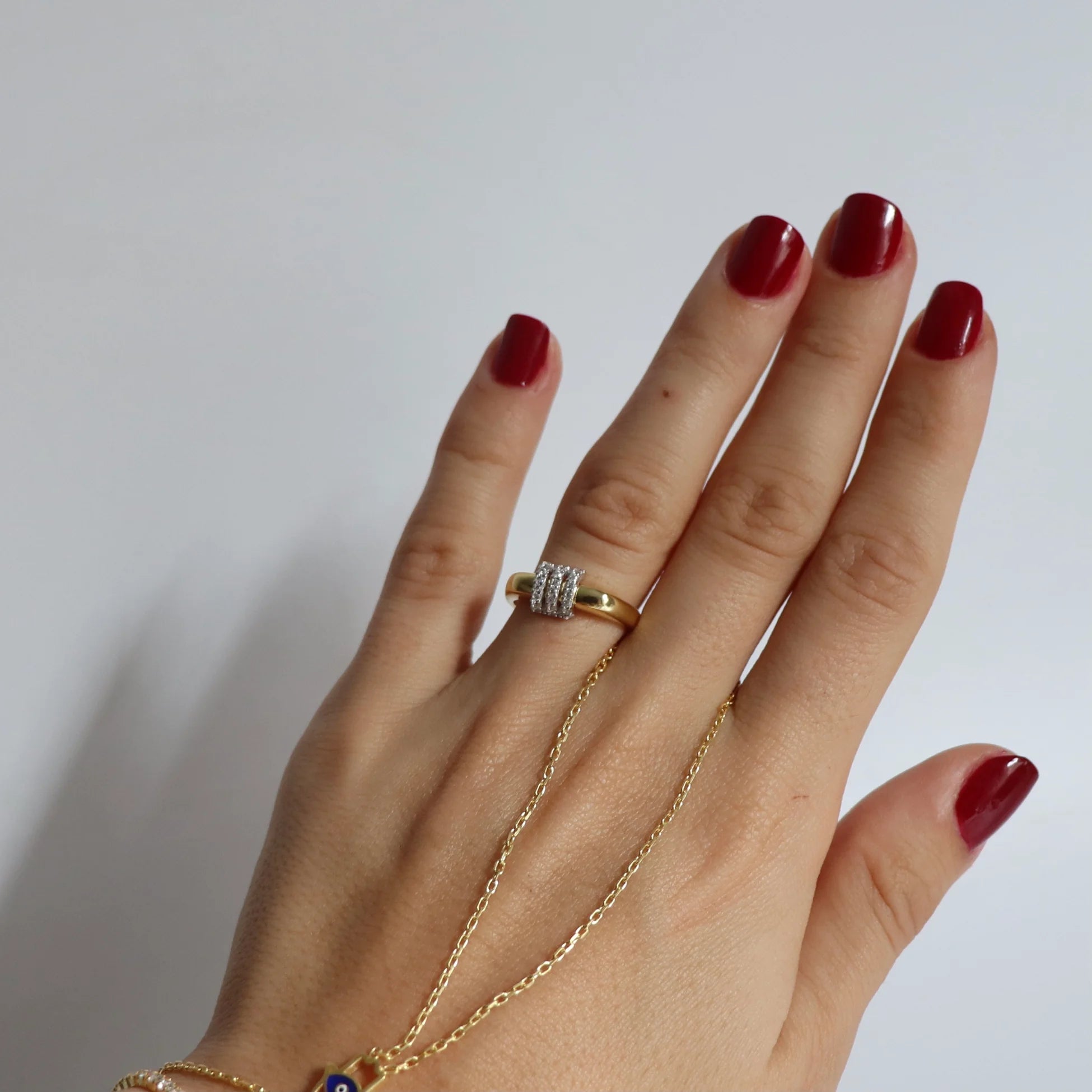 925 Ayar Gümüş Taşlı Mix Kare Yüzük