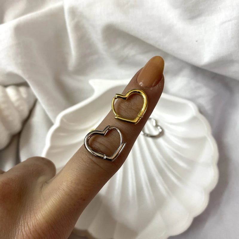 925 Ayar Gümüş | Basic Kalp Küpe Tek Adet