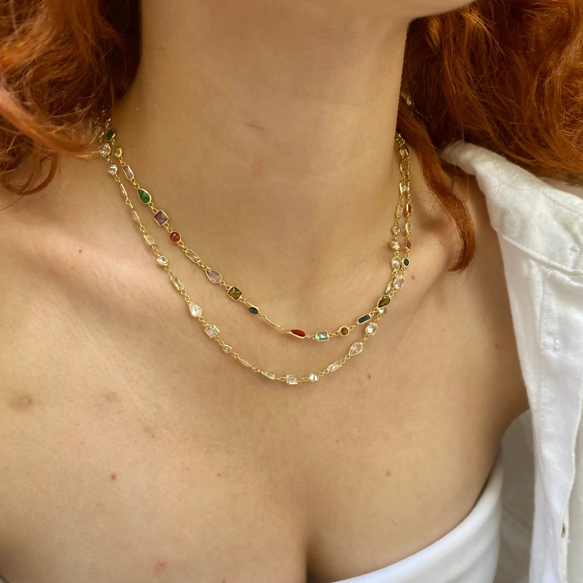 925 Ayar Mix Taşlı Zincir