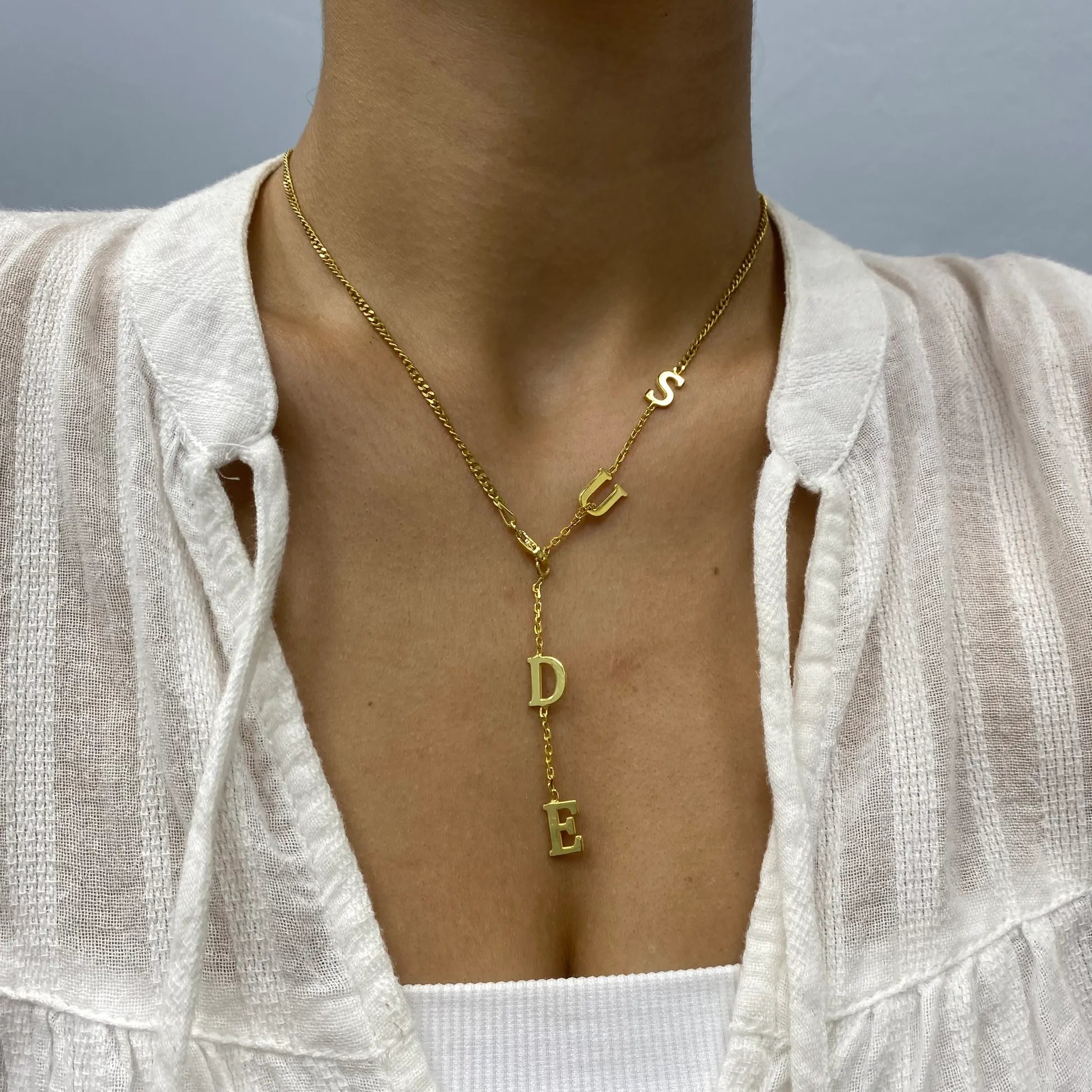 925 Ayar Gümüş Sallantılı İsim Kolye | Y Kolye